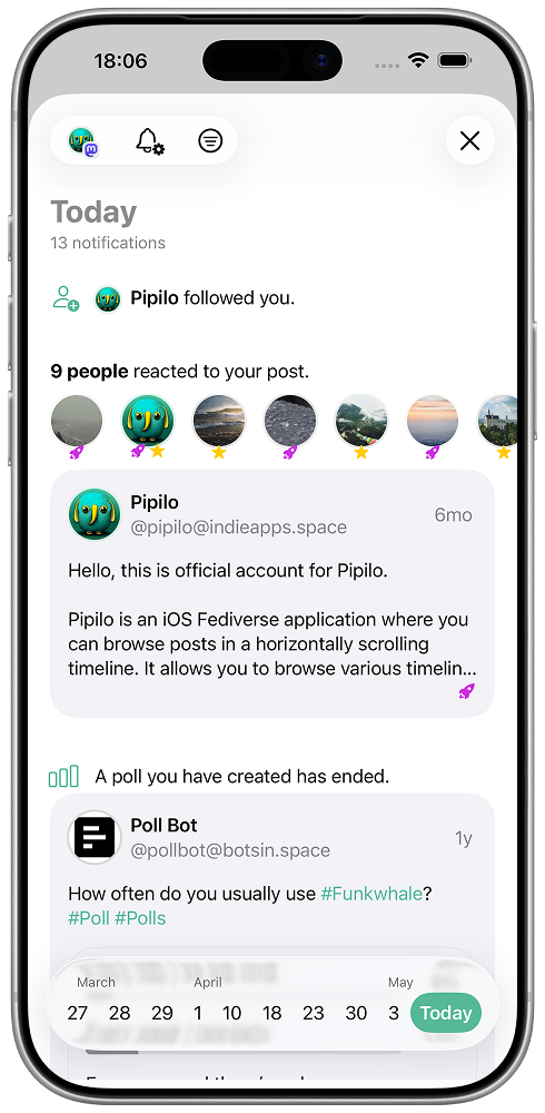 Notifications grouped by date